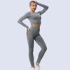 Cross-Border Seamless Yoga Clothing Set, Long-Sleeved Sports Tops, High-Waisted Butt-Lifting Leggings, Long Pants, Autumn and Winter Fitness