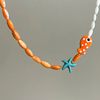 Cross-border Orange Cute Ceramic Wave Dot Clown Fish Clavicle Chain Hand-painted Beaded Bohemian Starfish Necklace
