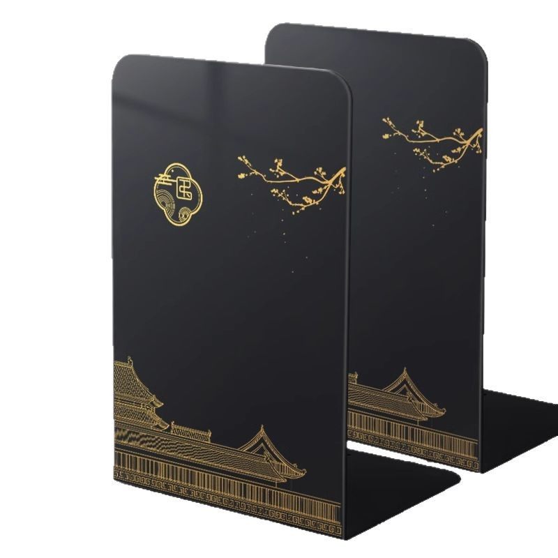Chinese-Style Bookend New National Trend L-Shaped Simple Metal Bookshelf Desktop Storage Creative Book Holder