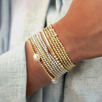 Cross-border fashion simple wind pearl CCB beaded elastic women's kraft paper card bracelet set of 11