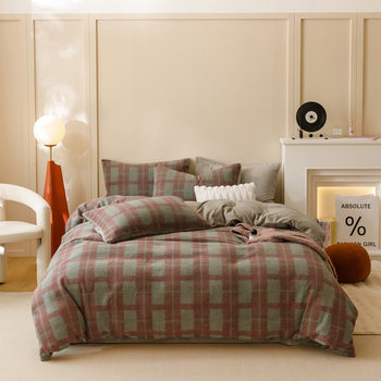 Autumn and Winter Simple A-Class Maternal and Infant Milk Velvet Four-Piece Bedding Set Cashmere Bed Sheet Duvet Cover Three-Piece Set Nantong City