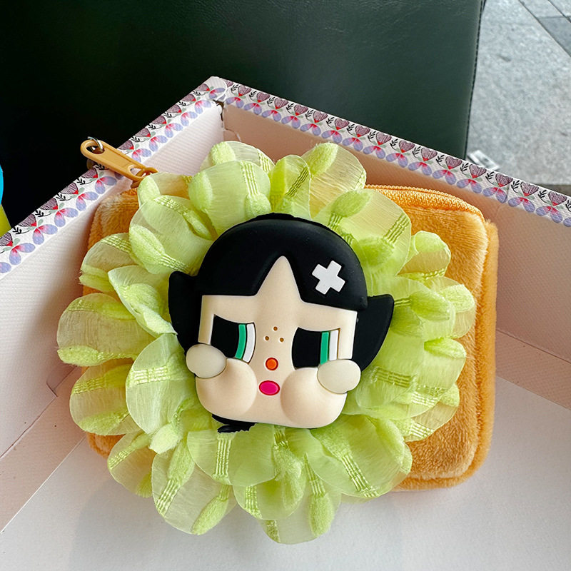 Cute Crying Baby Mesh Flower Cartoon Little Girl Girl Heart Cute New Product New Storage Wallet
