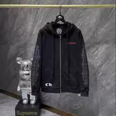 2024 autumn and winter new CH Crow red scroll flower arm zipper hooded coat for men and women with a wholesale generation of hair