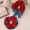Satin Retro Red Polka Dot Denim Scrunchie Sweet Versatile Brightening Bun Hair Tie Hair Accessory for Women