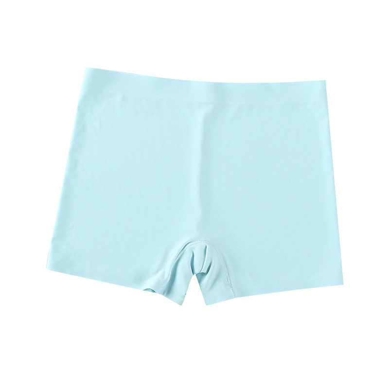 One-piece Ice Silk Seamless Mid-waist Solid Color Cotton Crotch Breathable Large Size Women's Boxer Panties Women's Anti-slip Safety Pants