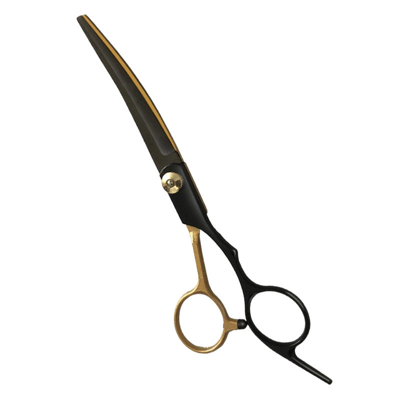 Pet Grooming Scissors Set for Cats and Dogs, Specialized Hair Trimming Tools, Black and Gold Curved Scissors for Pet Hair Cutting
