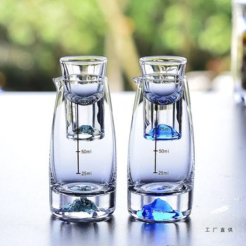 Blue Mountain Crystal Glass Classy White Wine Glass Set Scale Wine Divider Wine Jug Set Household Accessible Luxury Spirits Cup