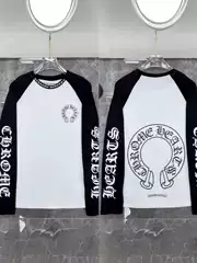 24SS CH classic color matching raglan long sleeve T-shirt for couples cross-border