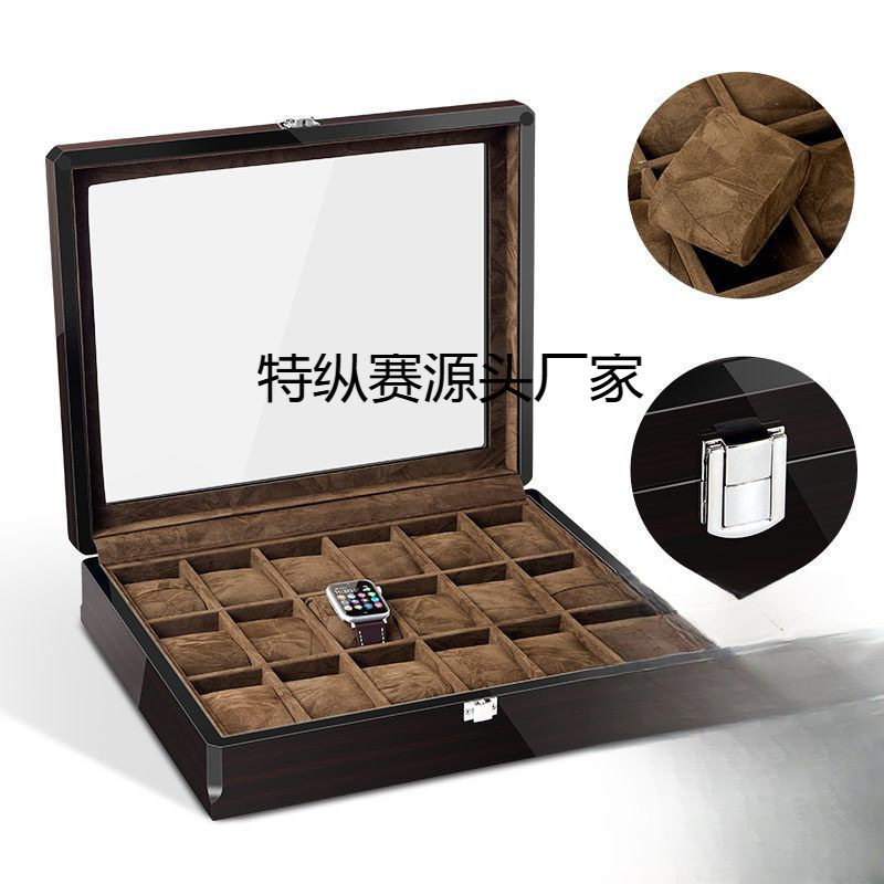 Wholesale 12-Digit Multi-Digit Watch Box Storage Packaging Box High-End Painted Ebony Wood Grain Watch Box Jewelry Box Display Box