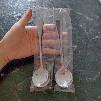 Thickened Stainless Steel Spoon, Take-out Special Dessert Spoon, Eating Spoon, Transparent Spoon, Individually Packaged
