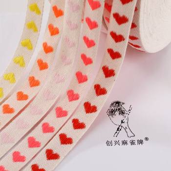 Official Woven Genuine Heart-Shaped Ribbon Peach Heart Packaging Ribbon City Heart Copyright Manufacturer In-Stock Wholesale