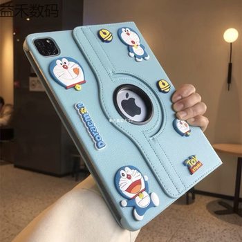 Jingle Cat Sticker Rotating Leather Case Protective Cover Apple Tablet Case iPad Tablet Case Anti-Fall Cute Protective Cover