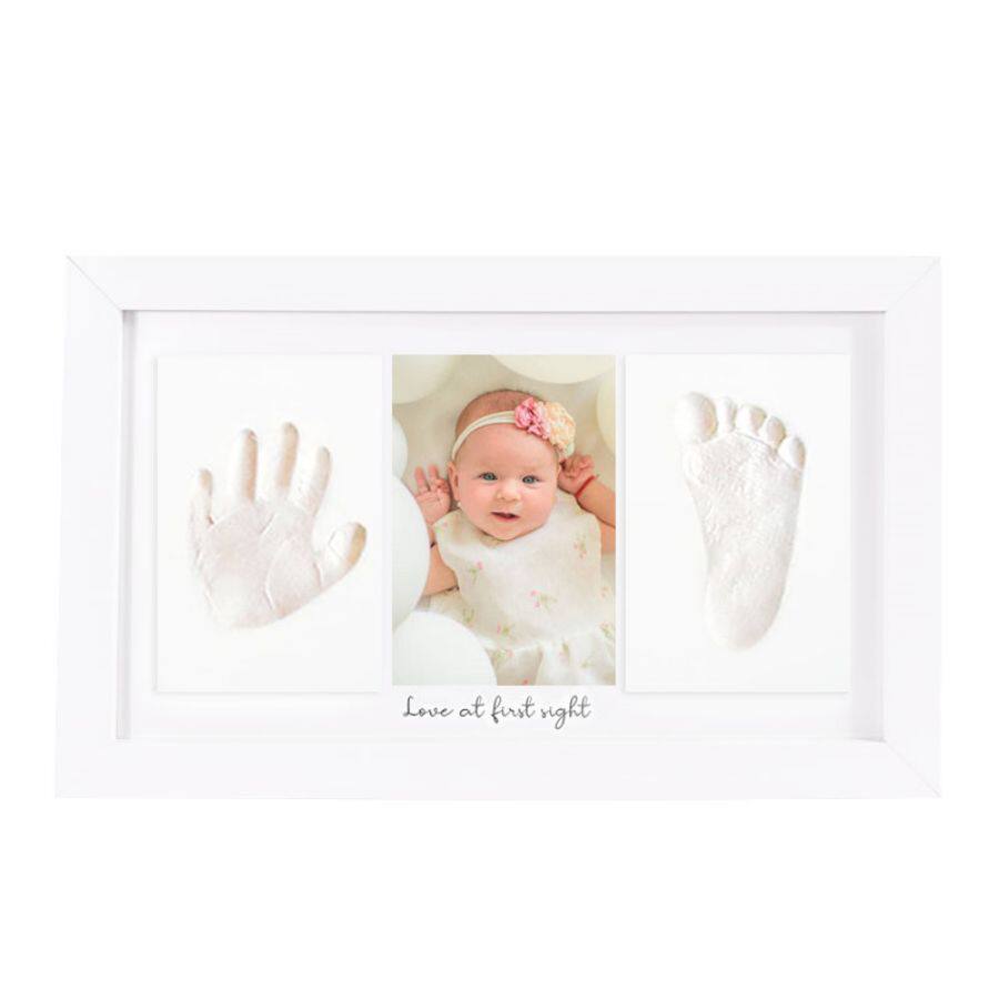 Cross-Border Hand and Foot Print Photo Frame for Newborns, Three-Piece Set with Text, Full Moon and First Birthday Commemorative Photo Frame, Baby Hand and Foot Print Set