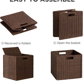 Foldable Cube Fiting Rack Decorative Storage Box Household Hand-woven Sundries Storage Basket