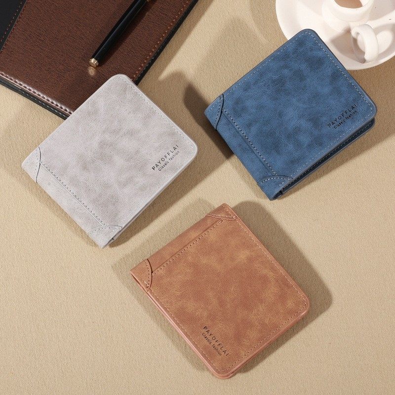 2025 New Men's Short Wallet Korean Style Retro Casual Fashion Wallet Multifunctional Snap Coin Purse Wholesale