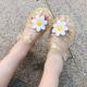 Summer Sandals New Girls Middle and Small Children Chrysanthemum Cave Shoes Baotou Jelly Crystal Baby Roman Sandals