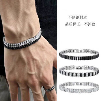 Amazon explosions titanium steel zircon bracelet men Europe and the United States cross-border stainless steel men's tennis bracelet women jewelry wholesale