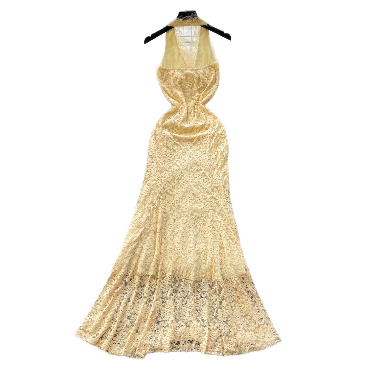 French Style Sleeveless Lace Maxi Dress Slim Fit Elegant Vacation Ready Summer Collection Wholesale Available