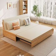 Solid Wood Folding Sofa Bed Without Armrests Multifunctional Dual-Purpose Retractable Foldable Double Living Room Small Apartmen