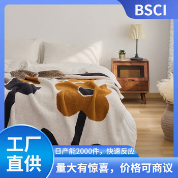 Ruijing Textile Manufacturer Wholesale Half Velvet Knitted Thread Blanket Winter Soft Decoration Matching Sofa Throw Blanket