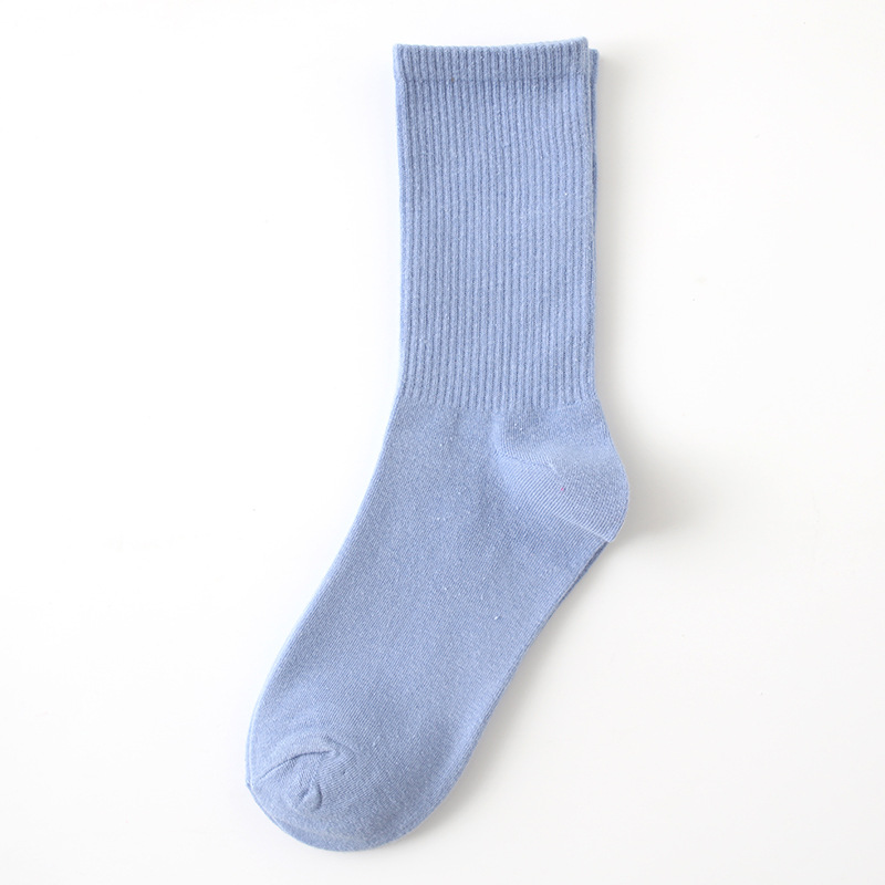 女士秋冬纯色袜糖果色中筒袜ins风彩色堆堆袜棉质街头运动袜