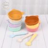 Silicone bowl spoon meal feeding cat bowl suction cup children's bowl baby complementary food fork spoon suit silicone suction cup bowl