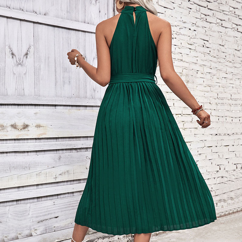 Summer Fashion Womens Solid Color Halter Dress Minimalist Style Elegant Fit Perfect for Casual Occasions Wholesale