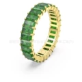 Square row diamond gold green diamond ring no. 6