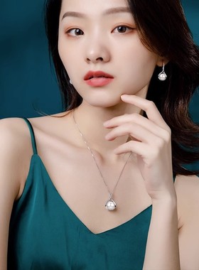 925银淡水珍珠项链女送妈妈项链单颗珍珠吊坠颈链妈妈款生日礼物