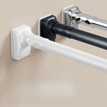 No Punching Clothes Drying Rod Curtain Rod Telescopic Rod Stainless Steel Shower Curtain Rod Balcony Support Rod Wardrobe Hanging Clothes Rod Retractable