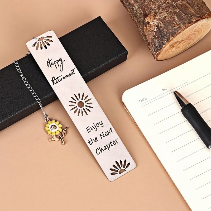 Amazon Hot Sale Stainless Steel Hollow Bookmark Sunflower Pendant Retirement Gift Gratitude Teacher Colleague Gift