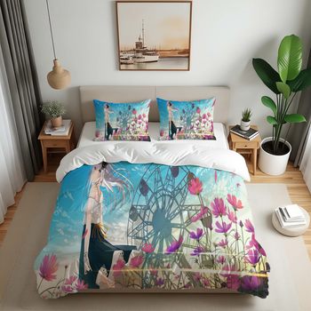 [Processing and Customization] 3D Digital Printing Two-Dimensional Series Three-Piece Bedding Set Export Bedding Set Ready to Make