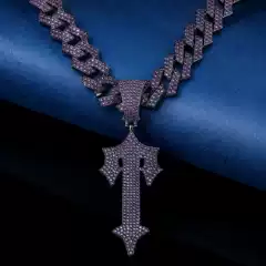 Cross-Border New Purple Cross Pendant Oversized Hip-Hop Cuban Chain Alloy Men's Large Sword Pendant Necklace