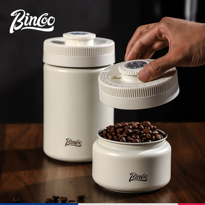Bincoo coffee sealed jar press vacuum fresh coffee storage jar 304 stainless steel light-proof storage jar