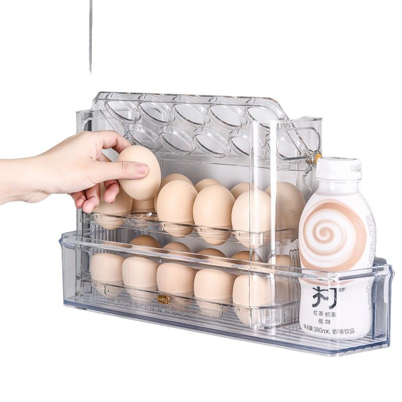 Refrigerator Side Door Special Reversible Egg Tray Kitchen Organizer Egg Rack Three-Layer Storage Rack Egg Storage Box