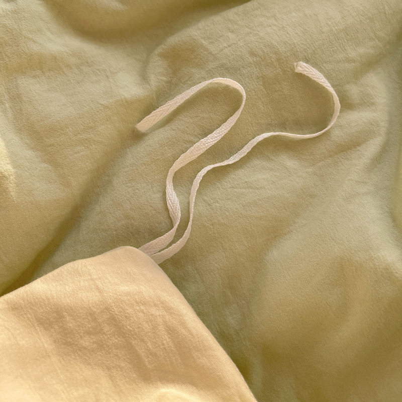 Ins blogger style solid color double spell super soft wash cotton four-piece bed sheet quilt cover student dormitory three-piece bed hat 4