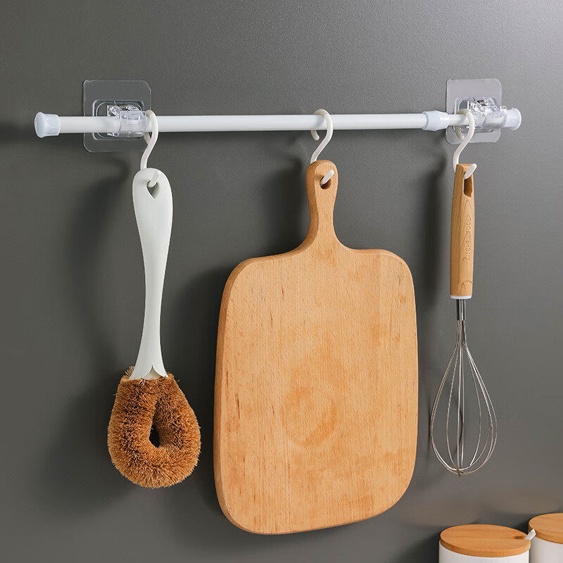 ✅ White Painted Plum Blossom Telescopic Curtain Rod, Clothes Drying Rod, No-Drill Clothes Rod, Shower Curtain Rod, Roman Rod Support Rod Batch