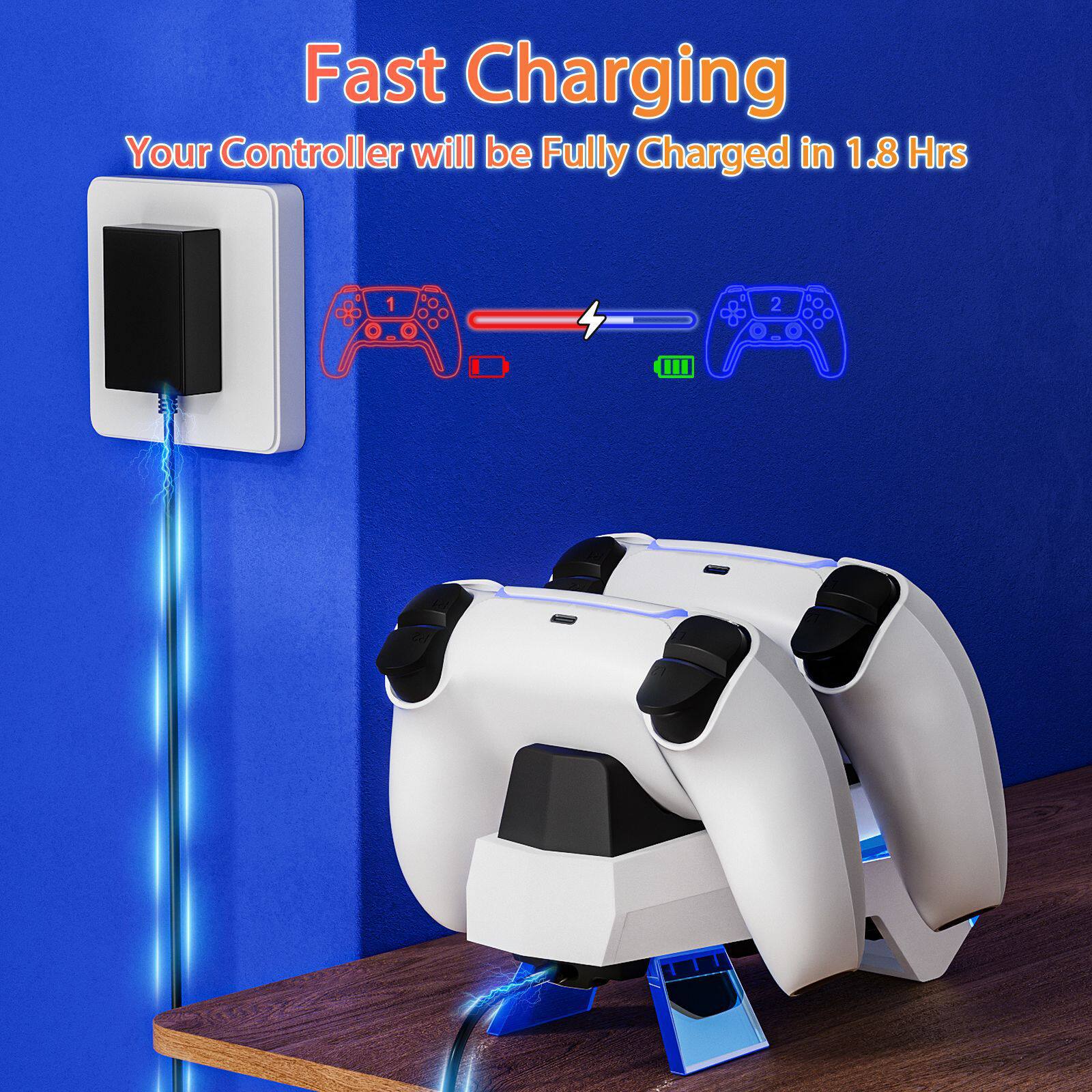 Suitable for Ps5 Handle Fast Charger Contact Dual-Seat Charging Game Handle Charging Base Accessories with Light Screen