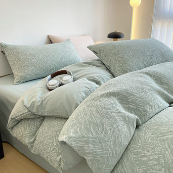 Cotton Double-Layer Yarn Bed Four-Piece Set 2025 New Pure Cotton High-End Bedding Brushed Quilt Cover Bed Sheets Three-Piece Winter Set