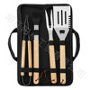 Manufacturer's Ready-Made Stainless Steel Grill Set Bbq Camping Style Wooden Handle Fork Shovel Clip Bag Outdoor Barbecue Tool Combination