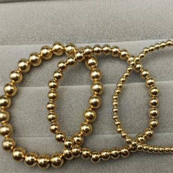 4/6/8/10/12/14/16/18/20mm Gold Bead Bracelet Set Couple Beach Style Ccb Elastic Bracelet