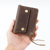 Cross-border first layer cowhide simple card holder handmade leather short wallet vintage Crazy Horse leather zipper wallet storage bag