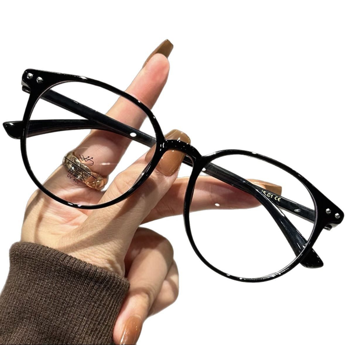 Korean TR90 caramel Nose-free Round Glasses Frame Glasses for Myopia Women