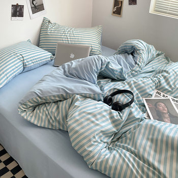 2024 new 105 grams of non-print wind buttons four-piece 1.5 sheets four-piece set-quilt cover 150*200 water