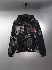 2025 waste soil wind football joint heavy craft hand-painted graffiti zipper coat sweater loose cardigan