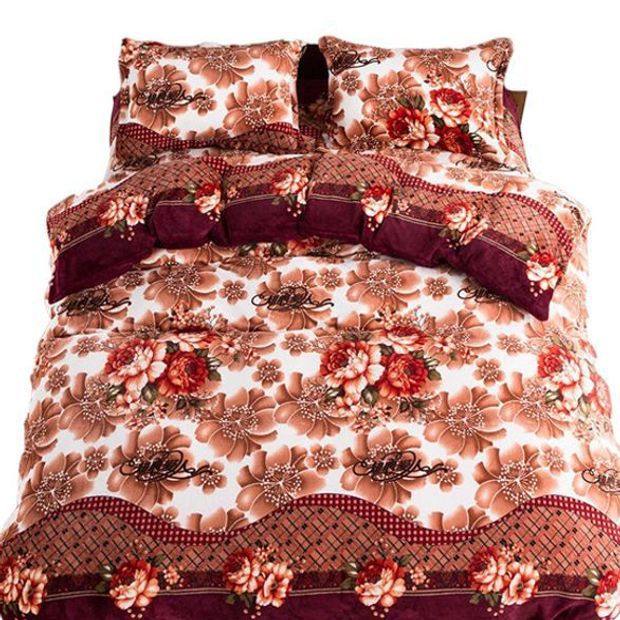 Warm Four-Piece Set, Thickeneded Flannel Quilt Cover, Bed Sheets, Pillowcases, Double-Sided Plush Quilt Cover, Coral Velvet Three-Piece Set Factory