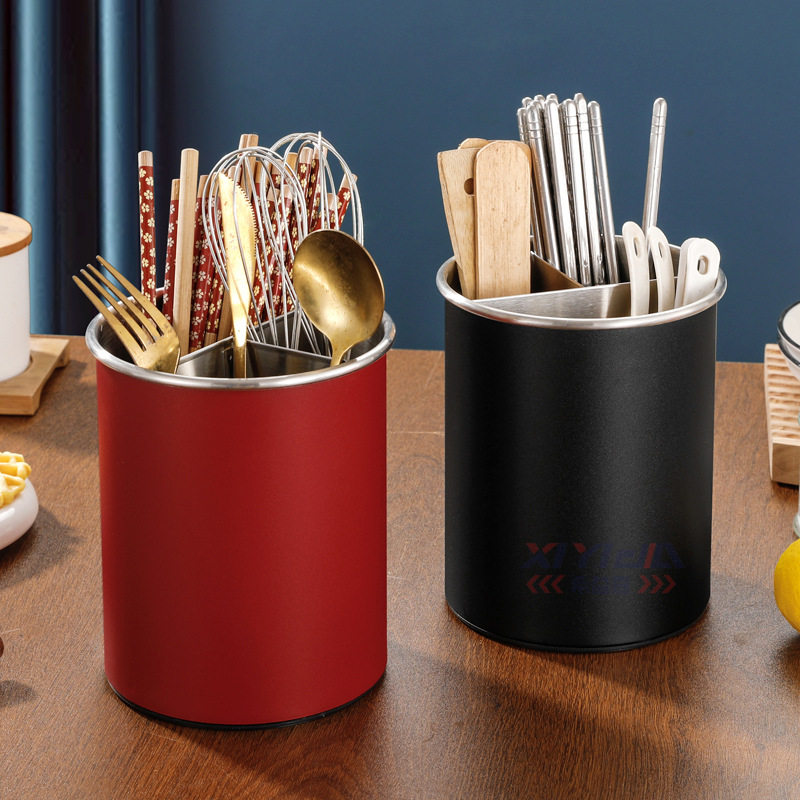 Xiyijia Stainless Steel Rotating Chopstick Holder Kitchen Divider Chopstick Cage Household Tableware Knife Rack Multifunctional Storage Box