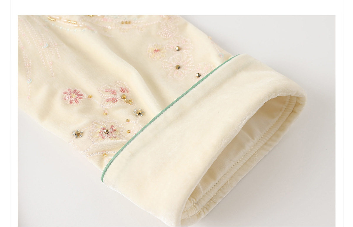 Áo khoác dạ nữ thêu cườm cổ đứng dáng suông — mơ, Mơ [phiên bản cotton]