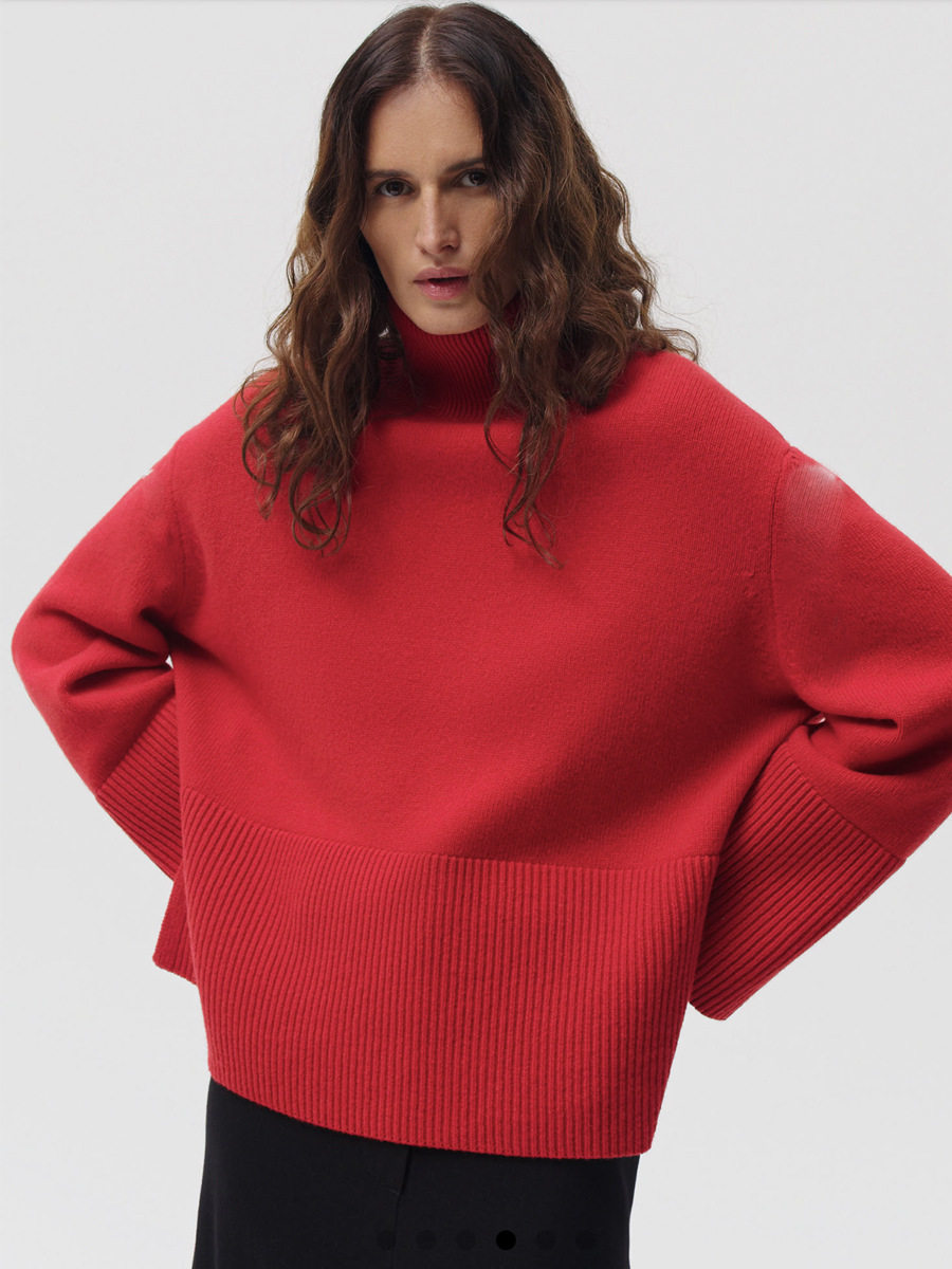 Loose Fit Turtleneck Sweater Solid Color Knitted Split Hem Autumn Winter Womens Fashion Wholesale Available