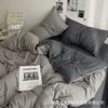 Foreign Trade E-Commerce Healing Haze Gray Pure Color Household Double Four-Piece Set Washed Brushed Dormitory Three-Piece Set